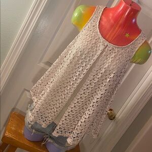 Brittany Black Cream Lace Tank Top